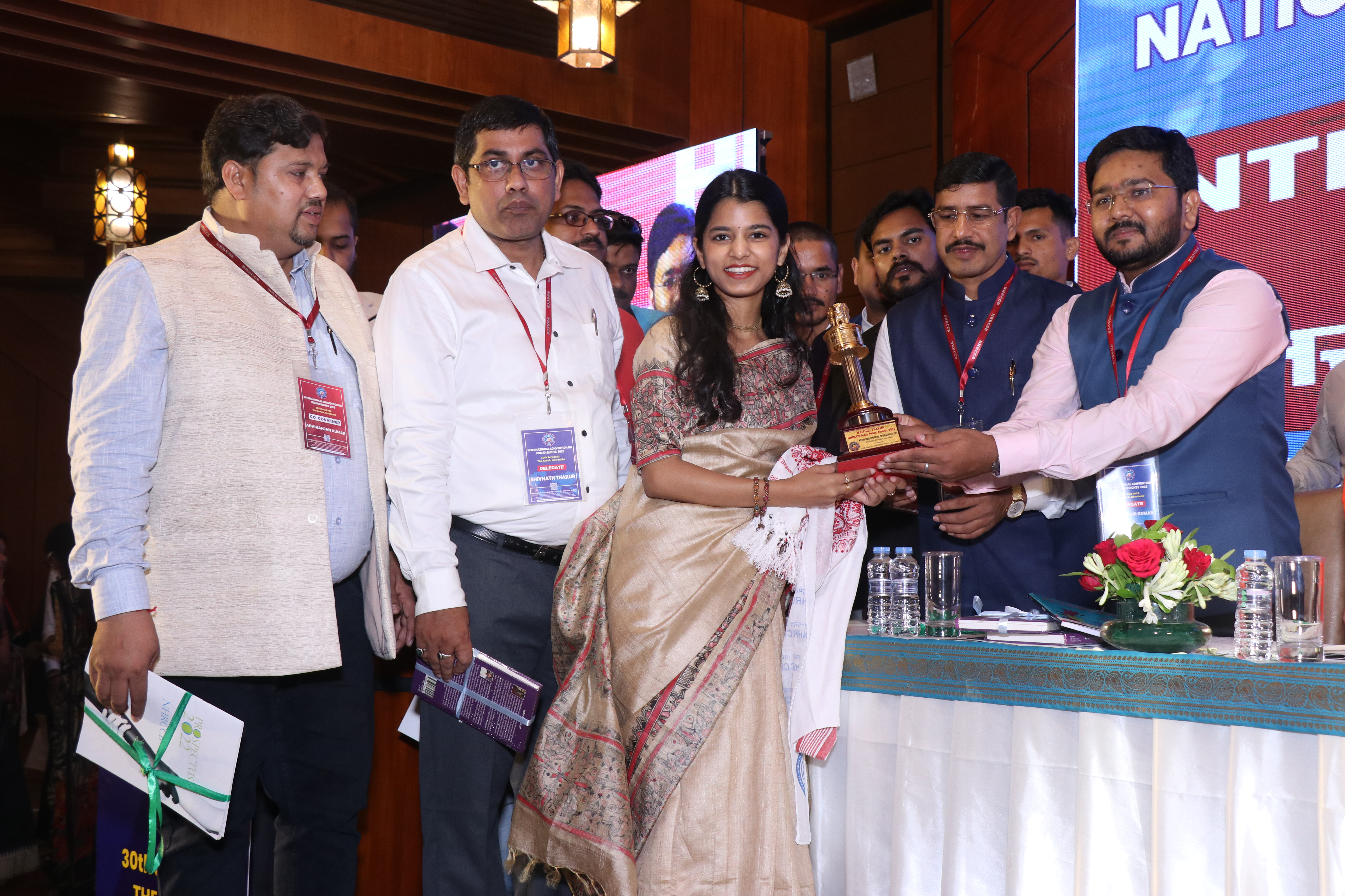 Renowned playback singer trained in Indian classical music and folk music , Maithali Thakur received NHRCCB India Pride Award 2022 during International Convention on Human Rights 2022 at The Ashok, New Delhi